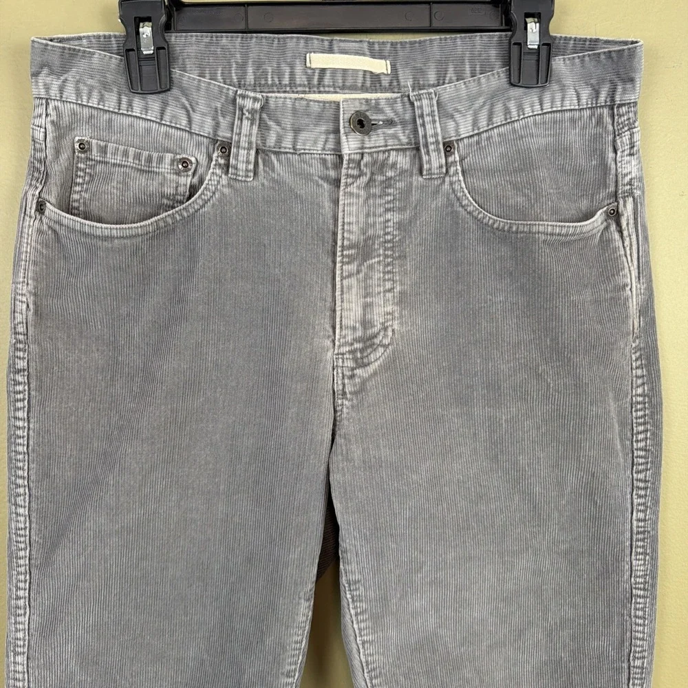 LL Bean Mens Corduroy Pants Straight Leg Standard Fit Grey Size 32X29
